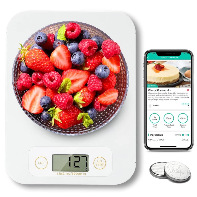 URAMAZ Smart Food Scale - Digital Food Scales Grams and Ounces with Nutritional Calculator, Food Scale for Weight Loss, Kitchen Scales for Food Nutrition, Calorie Scale for Diet, Keto, Diabetics 0.1oz-11lb - Image 1